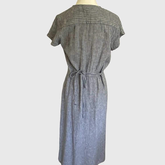 Banana Republic Blue/White Stripe Linen Blend Casual Nautical Summer Dress-Sz-6 - Picture 2 of 16